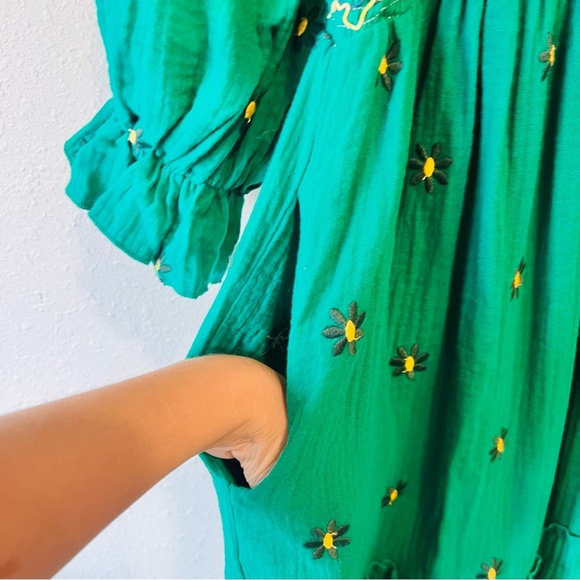 Dahlia Dress Duple Free People Floral Embroidered Boho Large - Picture 9 of 12